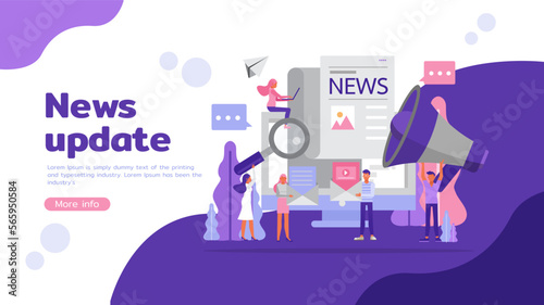 News update and online news. People character vector design. For landing page, web, poster, banner, flyer and greeting card