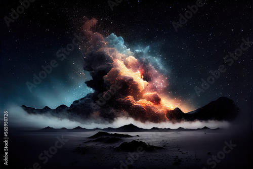 Sky nebula over mountain - By Generative AI