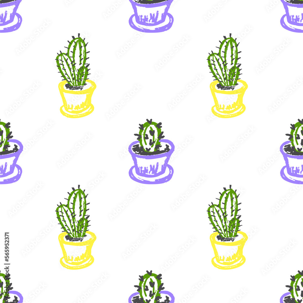Seamless pattern. Children's drawings with wax crayons Seamless pattern. Children's drawings with wax crayons