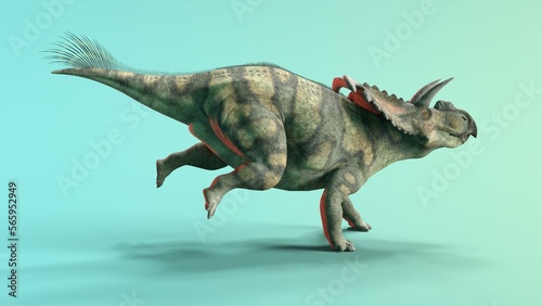 3d-illustration of an isolated extincted dinosaur albertaceratops photo