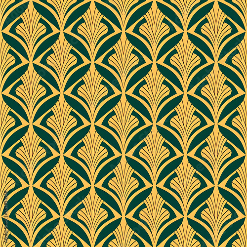 Obraz na płótnie Seamless art deco nouveau tile pattern. Generative AI w salonie