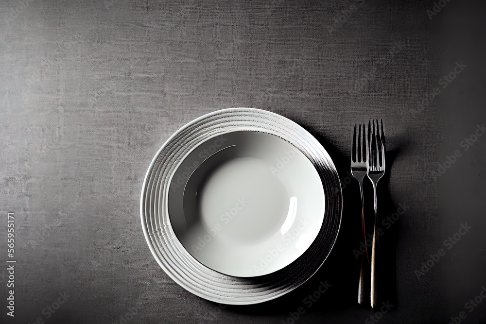 Table setting with empty white plate