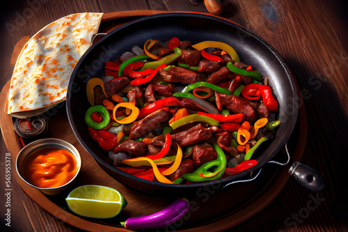 Beef Fajitas with colorful bell peppers