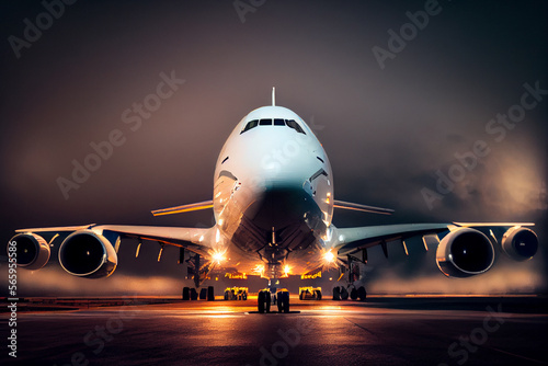 Ein Flugzeug hebt von der Startbahn am Flughafen ab - Generative Ai