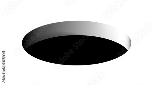 Black round hole mockup. Isolated realistic transparent template, for location on any image. Clean design. Png photo