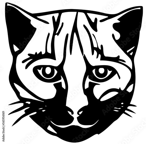  black & white funny wild cat face vector svg outline 