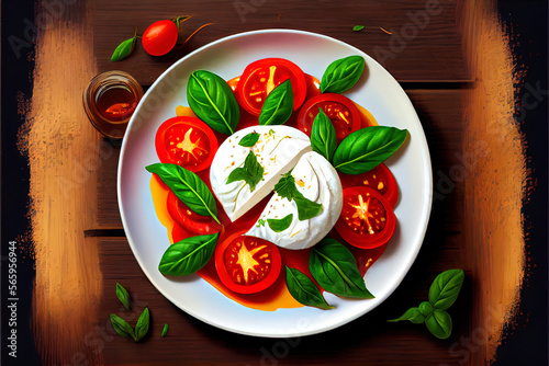 Testy Salad with Tomatoes and Burrata cheese food