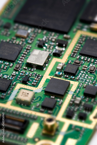 Close up of a circuit board. photo