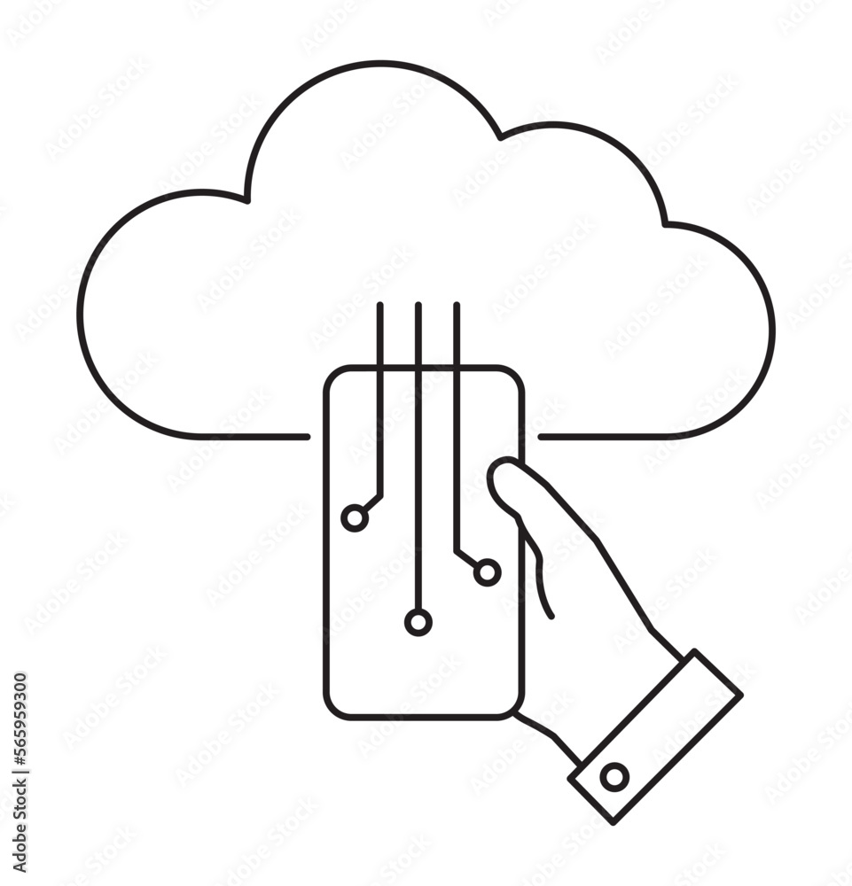 Smartphone in hand with cloud Smartphone in hand with cloud
