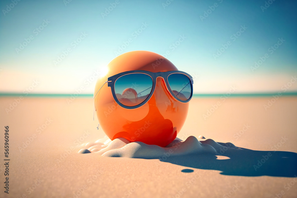 © Nilima - balloon sunglass have fallen in summer sea beach, clean sky, © Nilima - balloon sunglass have fallen in summer sea beach, clean sky,