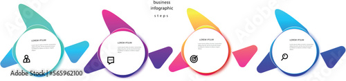 Concept of arrow business model with 4 successive steps. Four colorful graphic elements. Timeline design for brochure, presentation. Infographic design layout