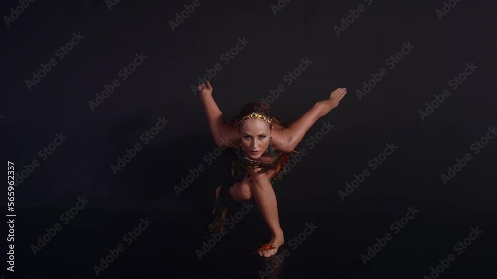passionate woman dancing like bird in studio, extravagant dance show, beautiful female dancer passionate woman dancing like bird in studio, extravagant dance show, beautiful female dancer