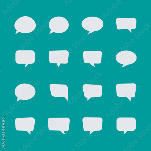 set of blank white speech bubble in flat design, sticker for chat symbol. vector illustration
