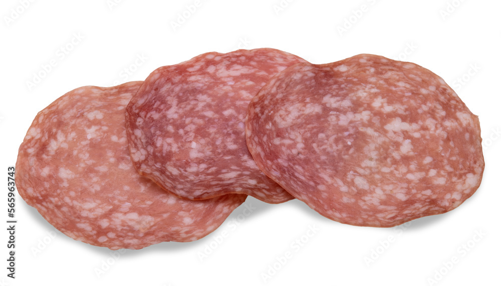 Italian salami slices cut out on transparent Italian salami slices cut out on transparent