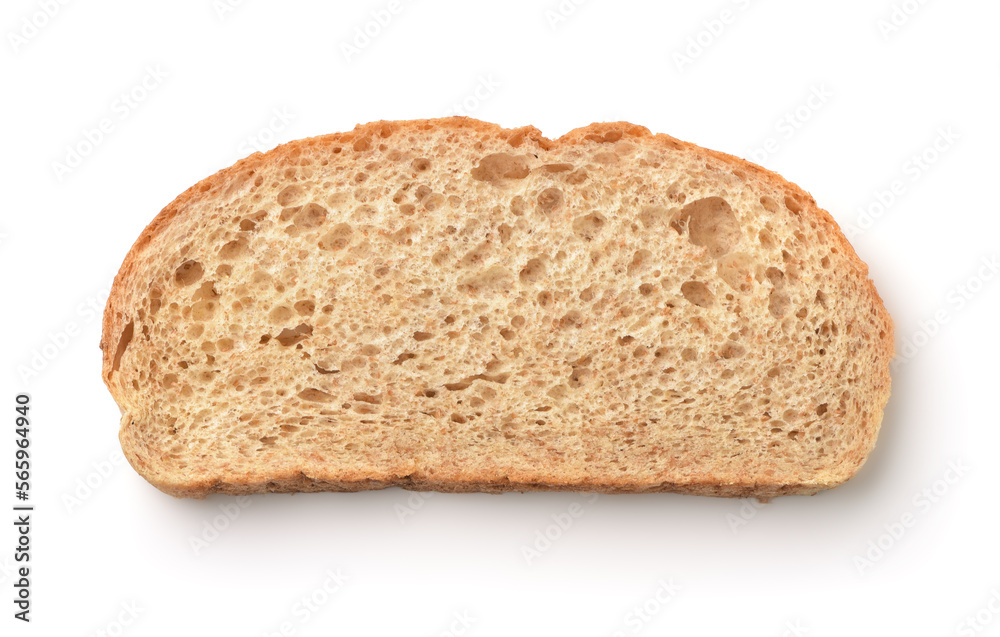 Top view of single bread slice