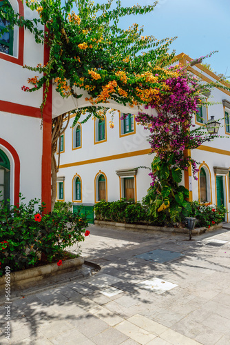 Fototapeta Naklejka Na Ścianę i Meble -  historic center of puerto de mogan with lots of bougainvillea flowers, Canary Island