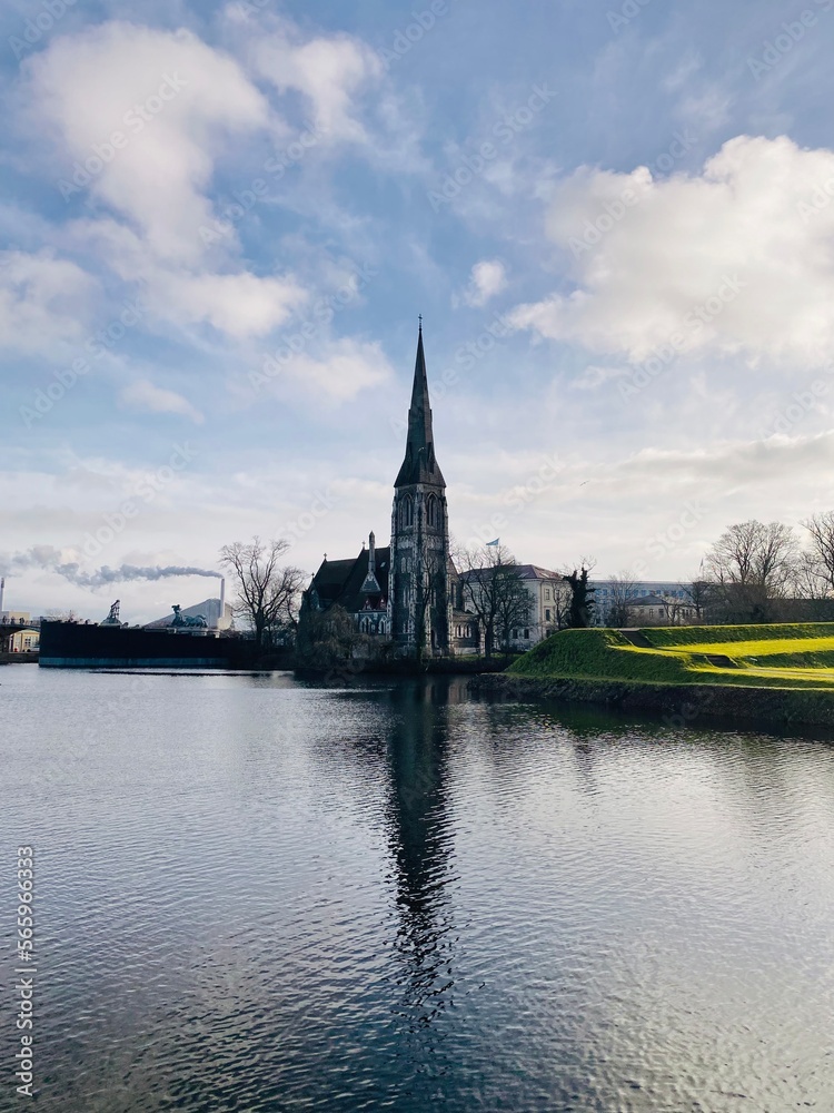 St Alban's Church in Copenhagen reflected in the river