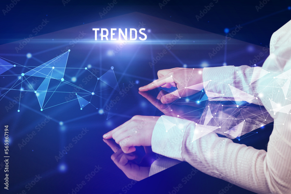 Businessman touching huge screen concept Businessman touching huge screen concept
