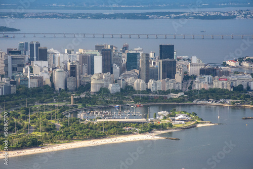 Beautiful view from Sugar Loaf Mountain to downtown area buildings photo