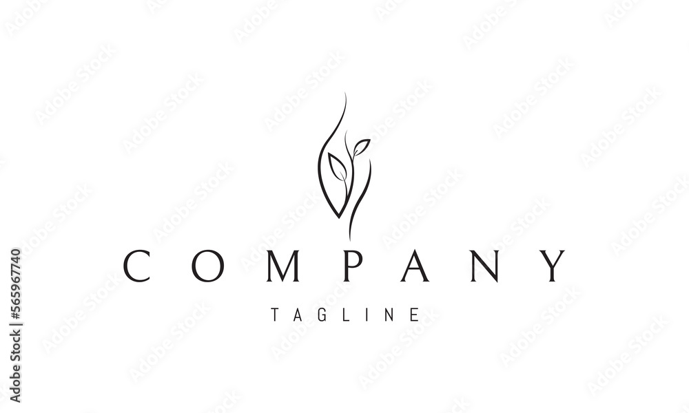 Vector logo on which an abstract image of a drop made up of branches with leaves.