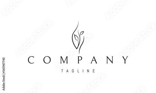 Vector logo on which an abstract image of a drop made up of branches with leaves.