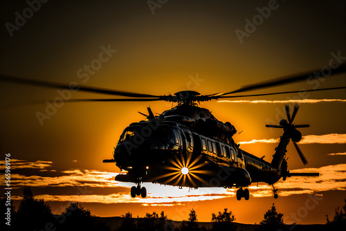helicopter silhouette at sunset