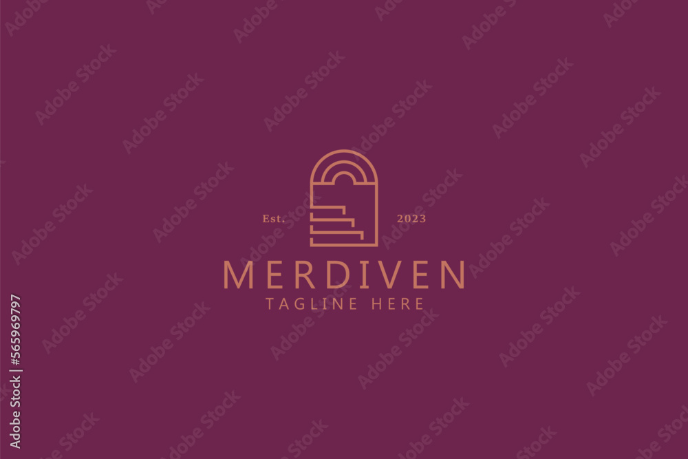 Stairs and Hallway  Entrance Modern Trendy Vintage Creative Logo Template.