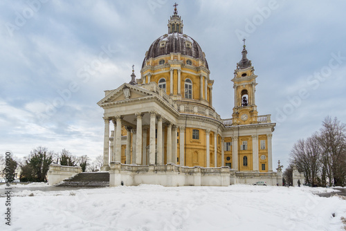 Superga basilica in the snow