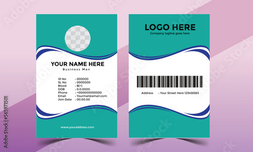 Simple, clean and creative Corporate company employee identity card design with two color