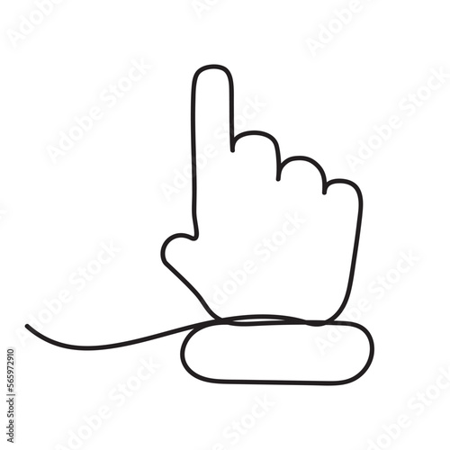 click sign, continuous line style vector isolated on white. vector