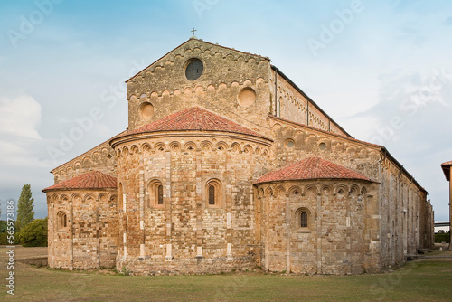 Ancient italian Romanesque church in the Tuscany countryside in