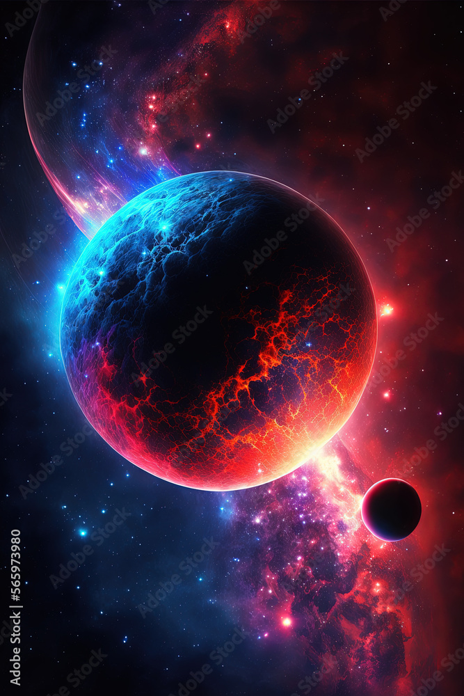 Obraz premium Fantasy planet and starscapes. Generative AI