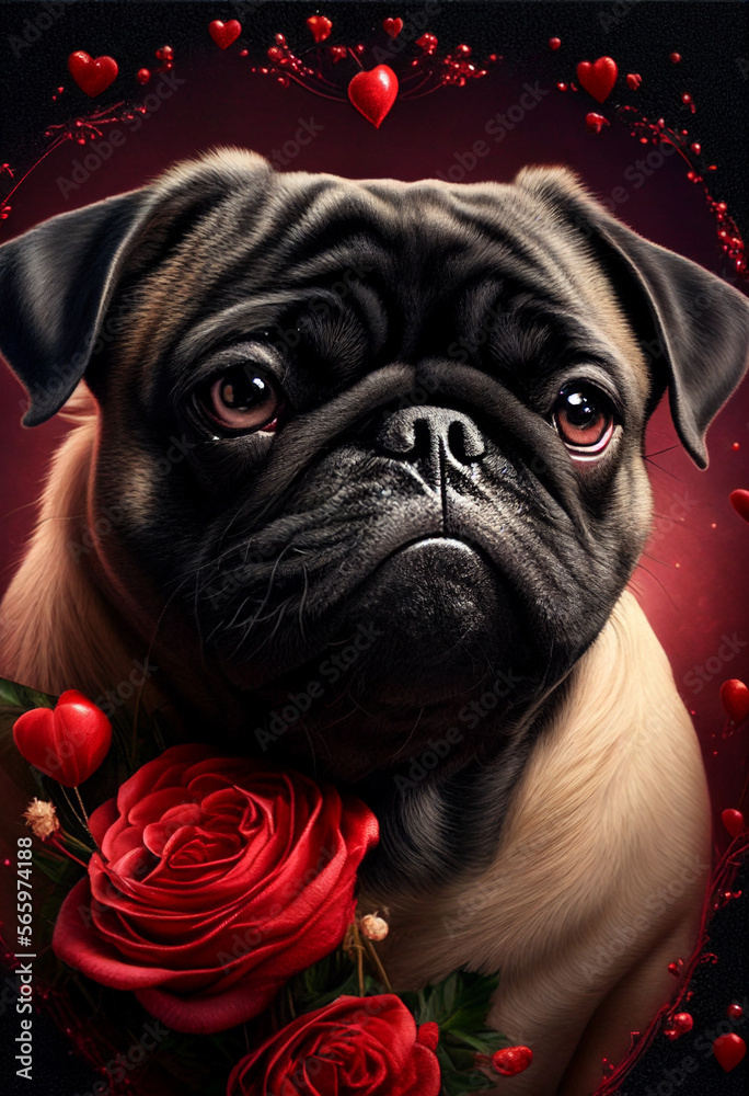 Pug Valentine Day Rose