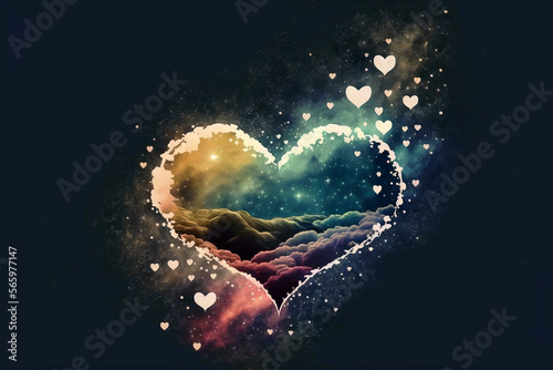beautiful  colored fantastic heart in space new quality universal colorful joyful valentines day holiday stock image illustration design  © Serhii