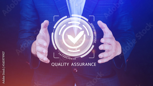 Quality Assurance Control Standards, Standards and Certification Concepts, Guaranteed Quality Guaranteed Service Standard Internet Technology Business Concept. photo