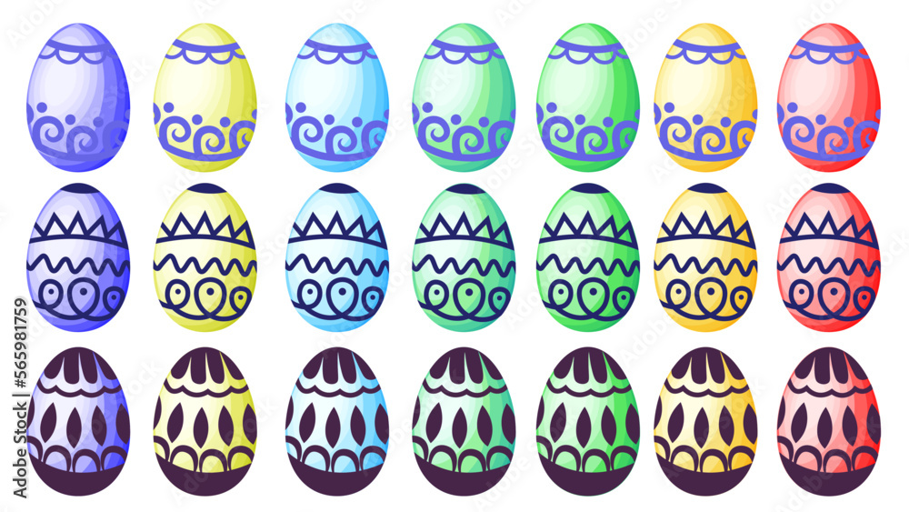 a set of easter eggs with a pattern
