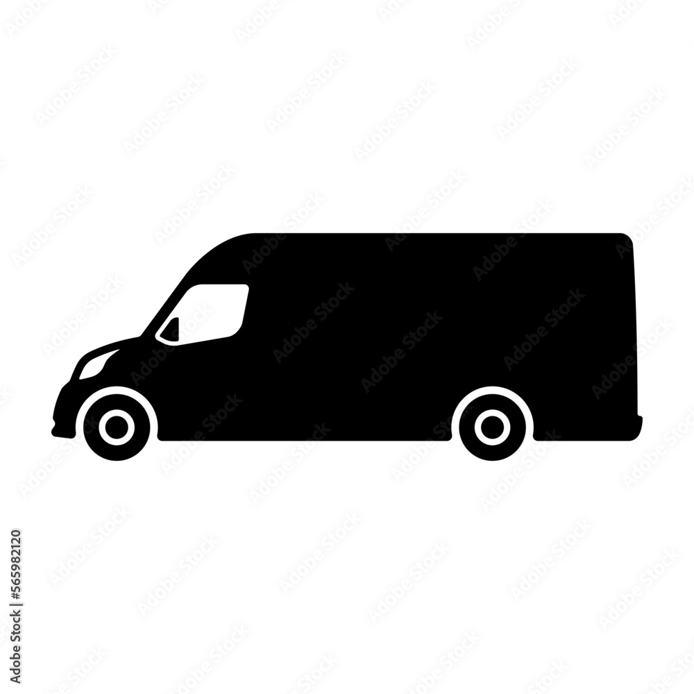 Van icon. Black silhouette. Side view. Vector simple flat graphic illustration. Isolated object on a white background. Isolate.