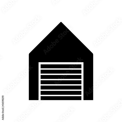 Garage icon. Black silhouette. Front view. Vector simple flat graphic illustration. Isolated object on a white background. Isolate.