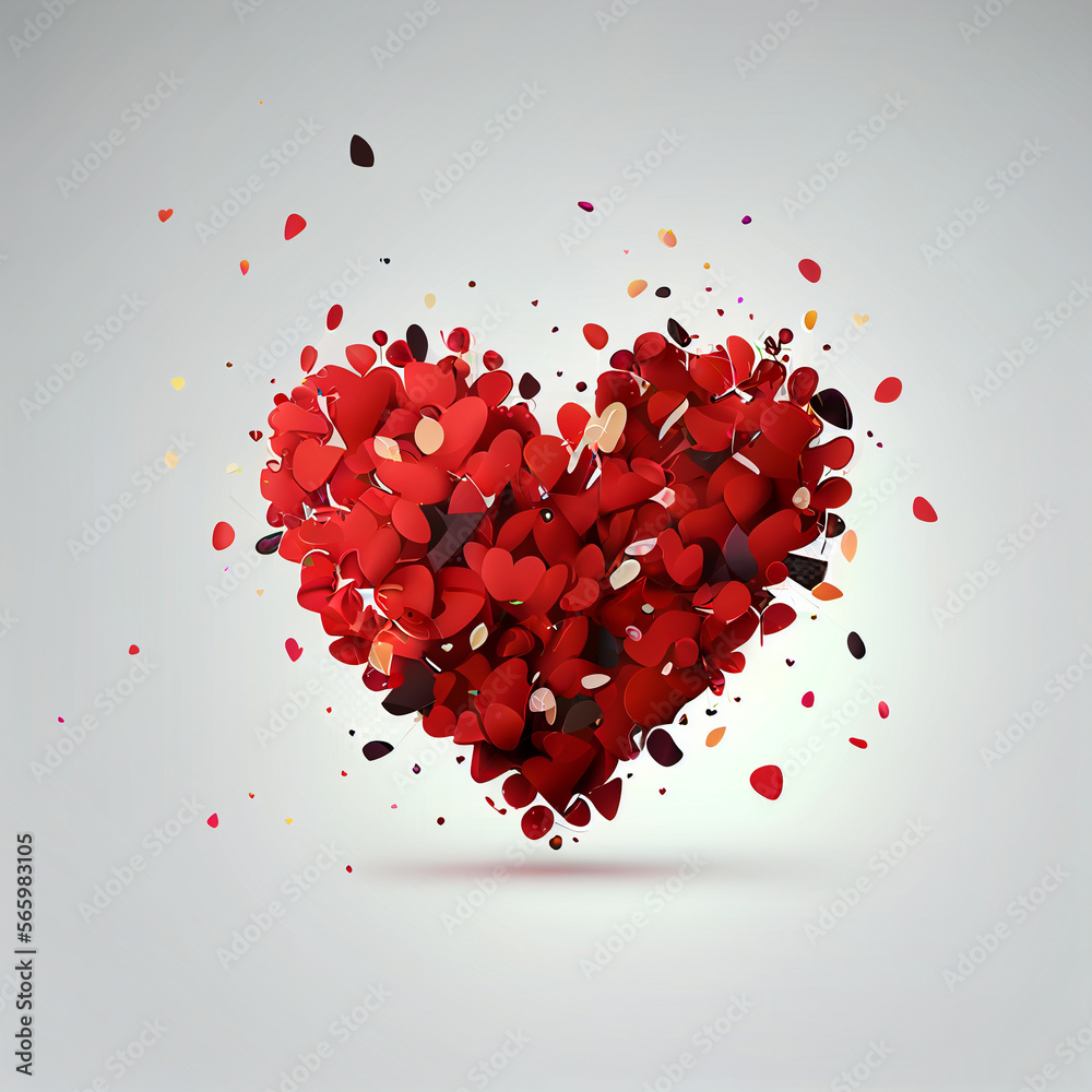 heart confetti falling valentines day