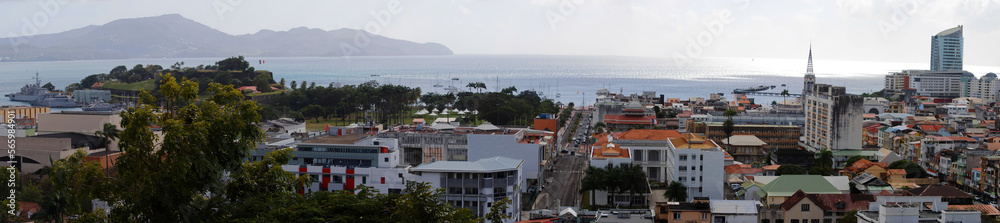 The panoramic view of Fort-de-France in Martinique island.
