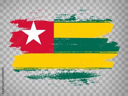 Flag of  Togo brush stroke background.  Flag Togolese Republic on transparent background for your design, app, UI.  Stock vector. EPS10.