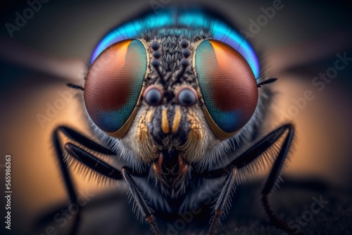 Extreme close up macro fly. .Generative ai