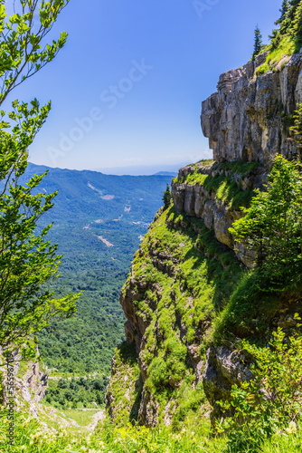 View from the path to the top of Mount Tskhrajvari, Racha region in Georgia