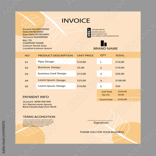 business company invoice vector design