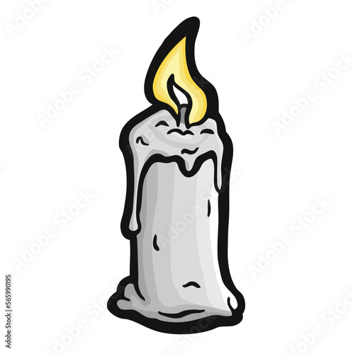 Hand drawn cartoon burning candles, vector illustration