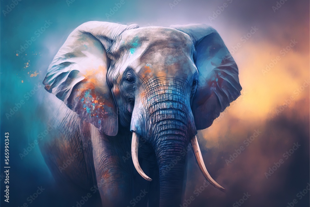 Blue Elephant with Orange Ears and White Spots