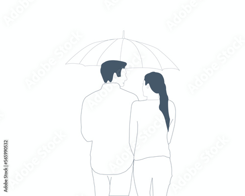 Couple with umbrella.