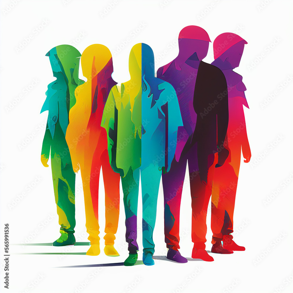 Obraz premium Generative Ai Colorful Silhouette People