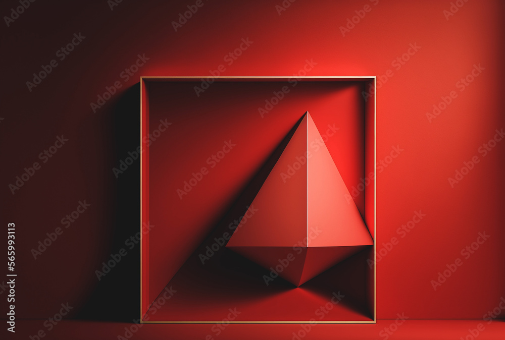 Red triangle shapes inside a box with a red background. Generative AI ...