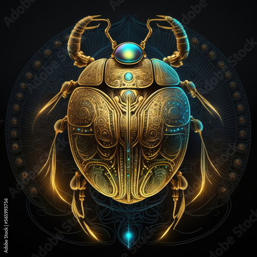 Ancient Egyptian scarab beetle. sketch art for artist creativity and inspiration. generative AI 